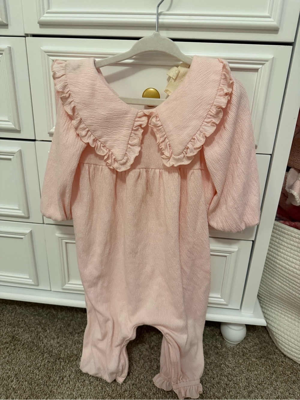 Marker Pale Pink Ruffle-Collar Footie One-Piece